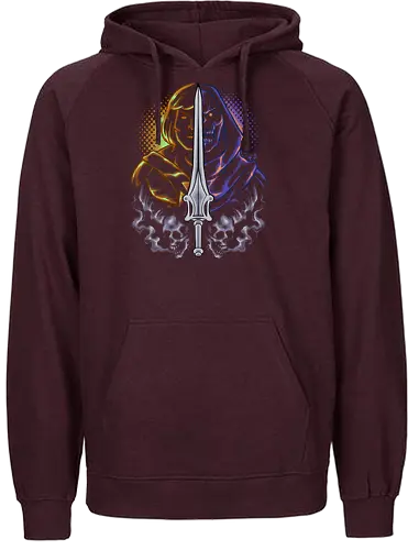 the strong one  - skeleton, guardian, villain, hero, halftone, cool, skull, strong, muscle, sword - Fairtrade Hoodie