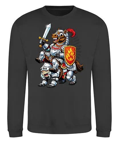 war horse gone wild - horse, fire, flame, illustration, year, zodiac, unicorn, myth, mythical, creature, monster, animal, angry, wild, beast - Sweatshirt