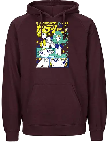 Sailors Uranus & Neptune - sailor uranus, haruka tenoh, sky guardian, magical girl, shoujo anime, manga anime, japanese anime, anime art, sailor, sailor neptune, michiru kaiou, ocean guardian, magical girl, shoujo anime, manga anime, japanese anime, anime art - Fairtrade Hoodie