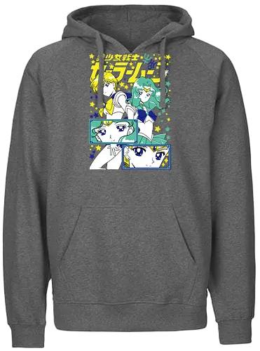 Sailors Uranus & Neptune - sailor uranus, haruka tenoh, sky guardian, magical girl, shoujo anime, manga anime, japanese anime, anime art, sailor, sailor neptune, michiru kaiou, ocean guardian, magical girl, shoujo anime, manga anime, japanese anime, anime art - Fairtrade Hoodie