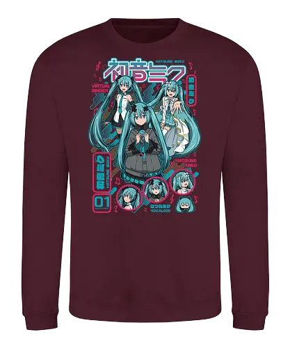 Hatsune Miku - hatsune miku, vocaloid, virtual singer, anime idol, j pop aesthetic, futuristic anime, anime art, japanese pop, otaku style - Sweatshirt