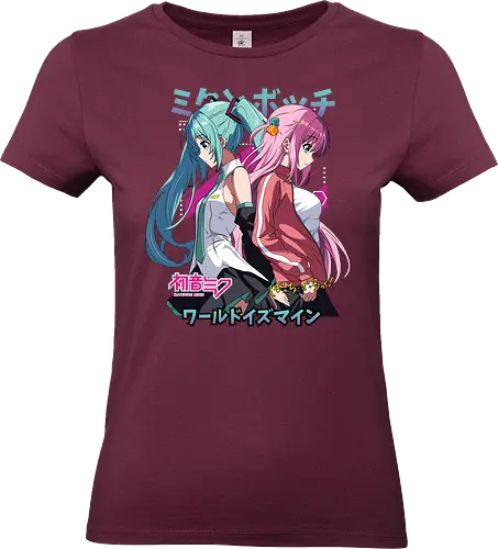 Miku & Bocchi - bocchi the rock, hatsune miku, anime musicians, music anime, kawaii band, anime crossover, manga anime, japanese anime, anime art - Standard T-Shirt (Women)