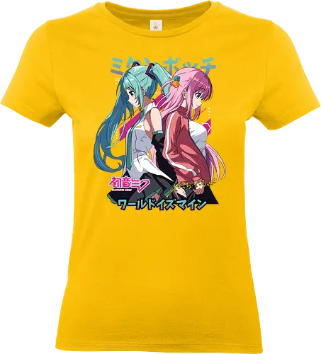 Miku & Bocchi - bocchi the rock, hatsune miku, anime musicians, music anime, kawaii band, anime crossover, manga anime, japanese anime, anime art - Standard T-Shirt (Women)