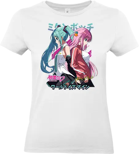 Miku & Bocchi - bocchi the rock, hatsune miku, anime musicians, music anime, kawaii band, anime crossover, manga anime, japanese anime, anime art - Standard T-Shirt (Women)