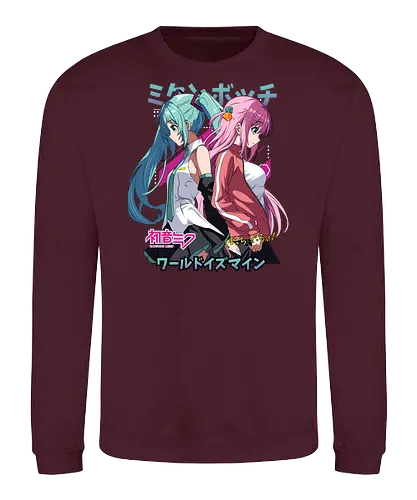 Miku & Bocchi - bocchi the rock, hatsune miku, anime musicians, music anime, kawaii band, anime crossover, manga anime, japanese anime, anime art - Sweatshirt