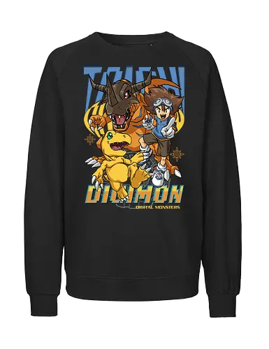 Tai Kamiya – Digital Monsters Chosen Child & Partner - digital monsters, digimon adventure, tai kamiya, chosen child, digidestined leader, digital partner, digital world, classic anime, manga anime, anime art - Fairtrade Sweatshirt