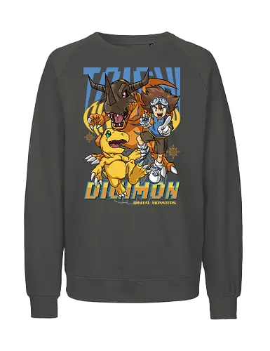 Tai Kamiya – Digital Monsters Chosen Child & Partner - digital monsters, digimon adventure, tai kamiya, chosen child, digidestined leader, digital partner, digital world, classic anime, manga anime, anime art - Fairtrade Sweatshirt