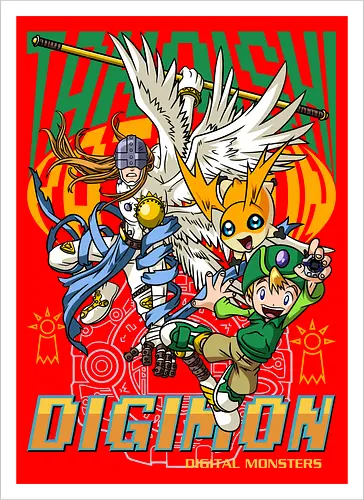 T.K. Takaishi – Digital Monsters Chosen Child & Partner - digital monsters, digimon adventure, tk takaishi, chosen child, digidestined, digital partner, hope crest, classic anime, manga anime, anime art - Artprint
