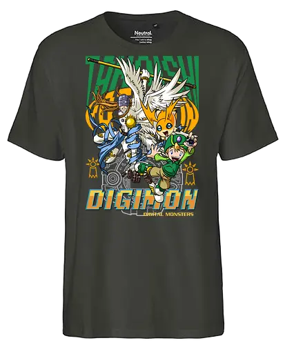 T.K. Takaishi – Digital Monsters Chosen Child & Partner - digital monsters, digimon adventure, tk takaishi, chosen child, digidestined, digital partner, hope crest, classic anime, manga anime, anime art - Fairtrade T-Shirt