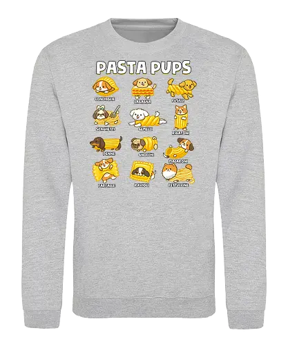 Pasta Pups - pasta, chef, cooking, dogs, food, funny, italian, italy, joke, puns, pups, sarcastic, spaghetti, vegan, vegetarian - Sweatshirt