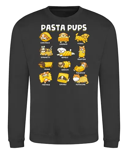 Pasta Pups - pasta, chef, cooking, dogs, food, funny, italian, italy, joke, puns, pups, sarcastic, spaghetti, vegan, vegetarian - Sweatshirt