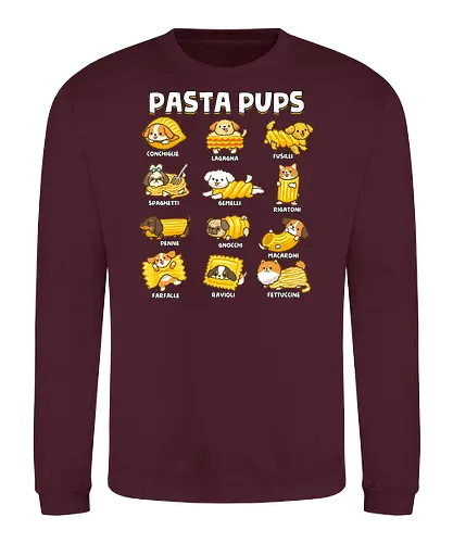 Pasta Pups - pasta, chef, cooking, dogs, food, funny, italian, italy, joke, puns, pups, sarcastic, spaghetti, vegan, vegetarian - Sweatshirt