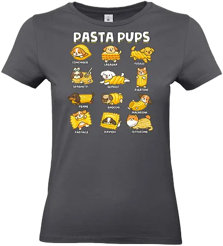 Pasta Pups - pasta, chef, cooking, dogs, food, funny, italian, italy, joke, puns, pups, sarcastic, spaghetti, vegan, vegetarian - Standard T-Shirt (Women)