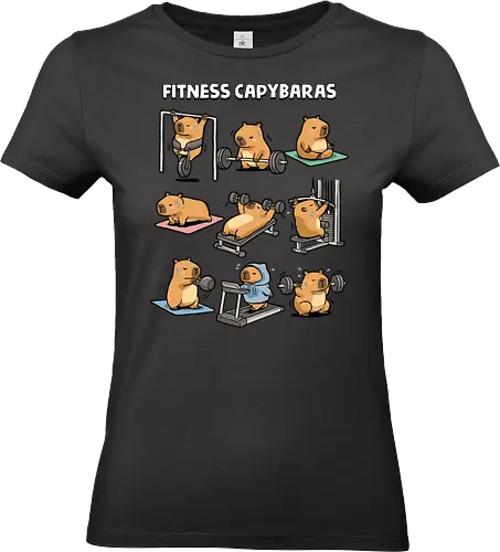 Fitness Capybaras - gym, animal, bodybuilding, capybara, exercise, fitness, funny, humor, lifting, meme, motivation, powerlifting, sarcastic, weightlifting, workout - Standard T-Shirt (Women)