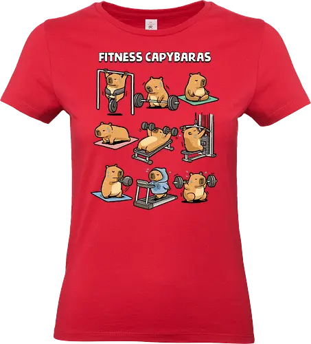 Fitness Capybaras - gym, animal, bodybuilding, capybara, exercise, fitness, funny, humor, lifting, meme, motivation, powerlifting, sarcastic, weightlifting, workout - Standard T-Shirt (Women)