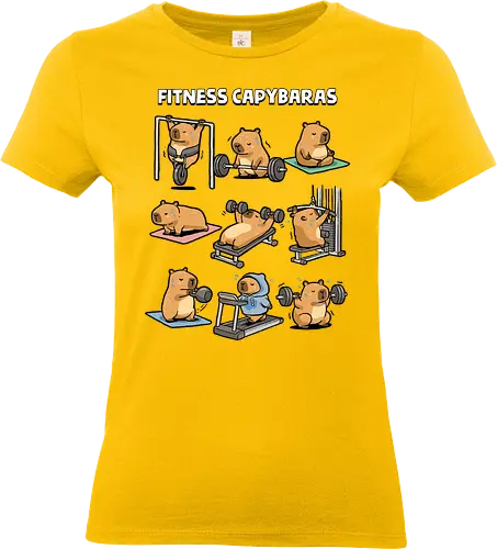 Fitness Capybaras - gym, animal, bodybuilding, capybara, exercise, fitness, funny, humor, lifting, meme, motivation, powerlifting, sarcastic, weightlifting, workout - Standard T-Shirt (Women)