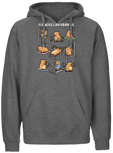 Fitness Capybaras - gym, animal, bodybuilding, capybara, exercise, fitness, funny, humor, lifting, meme, motivation, powerlifting, sarcastic, weightlifting, workout - Fairtrade Hoodie