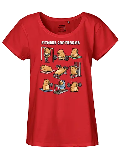 Fitness Capybaras - gym, animal, bodybuilding, capybara, exercise, fitness, funny, humor, lifting, meme, motivation, powerlifting, sarcastic, weightlifting, workout - Fairtrade Girl Shirt