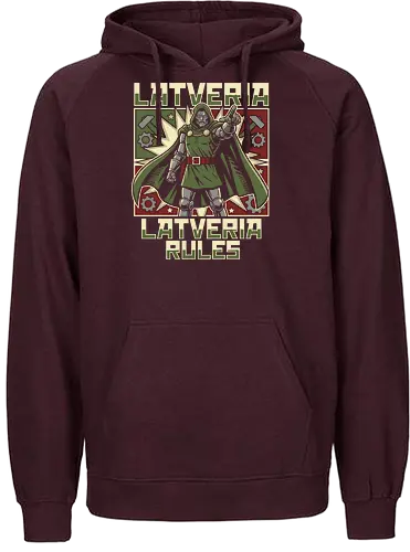 Latveria Rules Doctor Doom Retro Propaganda Style Graphic - latveria rules shirt, doctor doom t-shirt, victor von doom apparel, comic book villain graphic tee, retro propaganda style clothing, latverian monarch design, armored sovereign t-shirt, vintage comic book art, supervillain streetwear, marvel fan gift, iconic villain merch, green and red graphic shirt, industrial gear design, dictator parody apparel, monarchist propaganda art, geek culture fashion, high tech sorcerer shirt, doom victory graphic, comic lore t-shirt - Fairtrade Hoodie