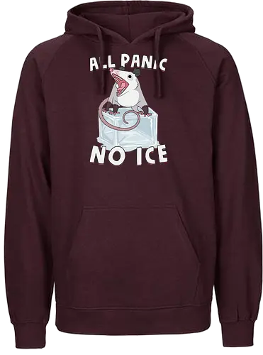 All Panic No Ice - abolish ice, anti ice, chinga la migra, cold, ice, immigrant, immigration, melting, no ice, opossum, possum, protest, resist, screaming, winter - Fairtrade Hoodie