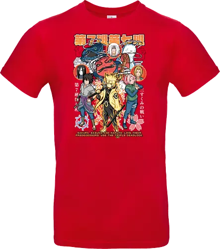 Team 7 - anime, village, attack, anime battle art, ninja determination, shonen anime, anime power, ninja style, anime fan design, manga inspired art - Standard T-Shirt