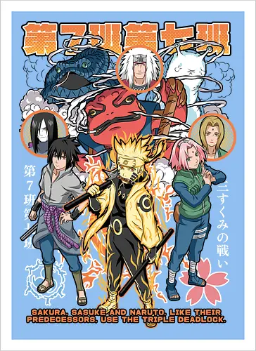 Team 7 - anime, village, attack, anime battle art, ninja determination, shonen anime, anime power, ninja style, anime fan design, manga inspired art - Artprint