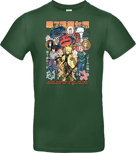 Team 7 - anime, village, attack, anime battle art, ninja determination, shonen anime, anime power, ninja style, anime fan design, manga inspired art - Standard T-Shirt