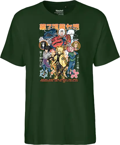 Team 7 - anime, village, attack, anime battle art, ninja determination, shonen anime, anime power, ninja style, anime fan design, manga inspired art - Fairtrade T-Shirt