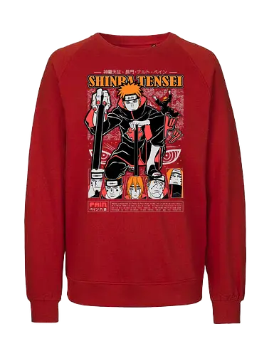 SIX PATHS OF PAIN - six paths of pain, pain akatsuki, rinnegan eyes, god of shinobi, dark anime villain, akatsuki leader, anime antagonist, ninja apocalypse, shippuden villain, anime street art - Fairtrade Sweatshirt