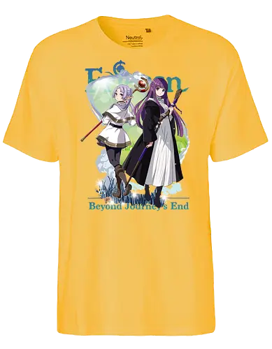 Frieren x Fern - frieren and fern, anime mage duo, elf and human, fantasy companionship, magical journey, anime fantasy duo, mentor and apprentice, emotional anime art, calm fantasy anime, anime aesthetic duo - Fairtrade T-Shirt