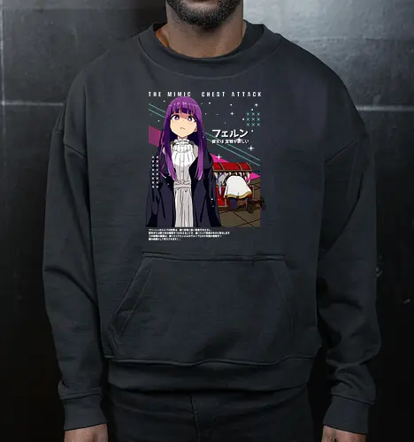 Fern & Frieren - fern frieren, apprentice mage, calm anime girl, magic student, fantasy anime girl, soft spoken anime, elf companion, anime fantasy world, gentle anime art, anime aesthetic style - Cropped Sweatshirt