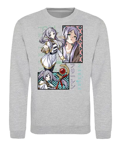 Frieren - frieren cute, chibi frieren, kawaii anime elf, pastel anime style, cute fantasy anime, soft anime art, cozy anime, anime slice of life, elf girl anime, anime kawaii design - Sweatshirt