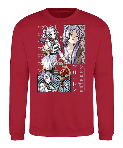 Frieren - frieren cute, chibi frieren, kawaii anime elf, pastel anime style, cute fantasy anime, soft anime art, cozy anime, anime slice of life, elf girl anime, anime kawaii design - Sweatshirt