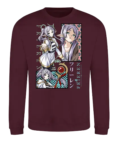Frieren - frieren cute, chibi frieren, kawaii anime elf, pastel anime style, cute fantasy anime, soft anime art, cozy anime, anime slice of life, elf girl anime, anime kawaii design - Sweatshirt