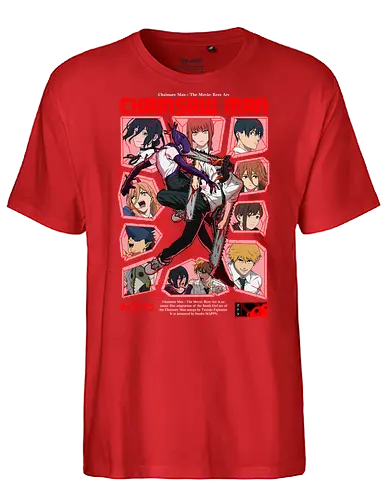 Reze Arc Film Chainsaw - bomb devil, explosive anime fight, chainsaw battle, anime destruction, shonen chaos, violent anime art, manga action scene, dark shonen power, anime combat design, brutal anime style - Fairtrade T-Shirt