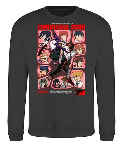 Reze Arc Film Chainsaw - bomb devil, explosive anime fight, chainsaw battle, anime destruction, shonen chaos, violent anime art, manga action scene, dark shonen power, anime combat design, brutal anime style - Sweatshirt