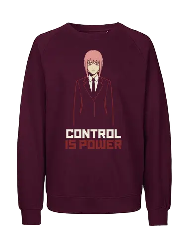 Control is Power - control is power shirt, anime girl in suit t-shirt, minimalist anime graphic tee, makima inspired clothing, dark fantasy anime streetwear, pink hair anime girl shirt, psychological thriller fan art, minimalist vector anime top, boss girl anime design, authoritative anime clothing, sleek manga aesthetic shirt, modern otaku streetwear, anime antagonist merch, power and control t-shirt, sophisticated anime apparel, high contrast anime graphic, minimalist character portrait, edgy anime fashion, public safety devil hunter vibes - Fairtrade Sweatshirt