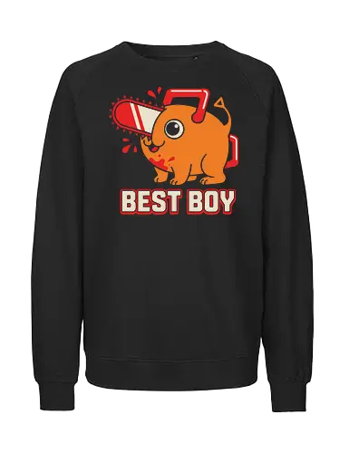 Best Boy Pochita Chainsaw Devil Cute - best boy shirt, pochita t-shirt, chainsaw devil graphic tee, cute anime dog apparel, chainsaw man fan art, orange devil pup shirt, minimalist anime streetwear, denji's companion clothing, supernatural hunter t-shirt, blood splatter anime design, kawai devil hunter merch, dark fantasy manga top, pochita vector art, anime pet t-shirt, retro anime typography, loyal devil friend gift, shonen jump apparel, iconic anime mascot shirt, edgy cute streetwear - Fairtrade Sweatshirt