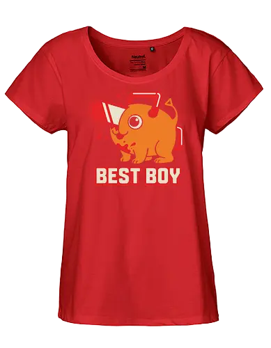 Best Boy Pochita Chainsaw Devil Cute - best boy shirt, pochita t-shirt, chainsaw devil graphic tee, cute anime dog apparel, chainsaw man fan art, orange devil pup shirt, minimalist anime streetwear, denji's companion clothing, supernatural hunter t-shirt, blood splatter anime design, kawai devil hunter merch, dark fantasy manga top, pochita vector art, anime pet t-shirt, retro anime typography, loyal devil friend gift, shonen jump apparel, iconic anime mascot shirt, edgy cute streetwear - Fairtrade Girl Shirt