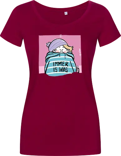Immer is was! - Ringelpullisprüche, Ringeldinger, streifenweise, Spruch, Weisheit, Motivation, Ringelpulli, SprücheShirt, Cartoon Illustration, Statement, Handgezeichnet, Humor, Selbstironie, Streifenpulli, Spruchshirt, deutsch - Women T-Shirt