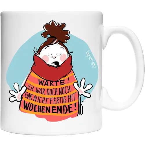 Warte! - Ringelpullisprüche, Ringeldinger, streifenweise, Spruch, Weisheit, Motivation, Ringelpulli, SprücheShirt, Cartoon Illustration, Statement, Handgezeichnet, Humor, Selbstironie, Streifenpulli, Spruchshirt, deutsch - Cup