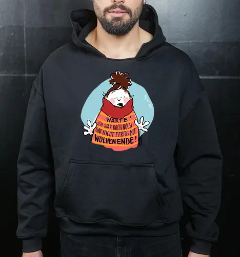 Warte! - Ringelpullisprüche, Ringeldinger, streifenweise, Spruch, Weisheit, Motivation, Ringelpulli, SprücheShirt, Cartoon Illustration, Statement, Handgezeichnet, Humor, Selbstironie, Streifenpulli, Spruchshirt, deutsch - Cropped Hoodie