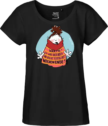 Warte! - Ringelpullisprüche, Ringeldinger, streifenweise, Spruch, Weisheit, Motivation, Ringelpulli, SprücheShirt, Cartoon Illustration, Statement, Handgezeichnet, Humor, Selbstironie, Streifenpulli, Spruchshirt, deutsch - Fairtrade Girl Shirt
