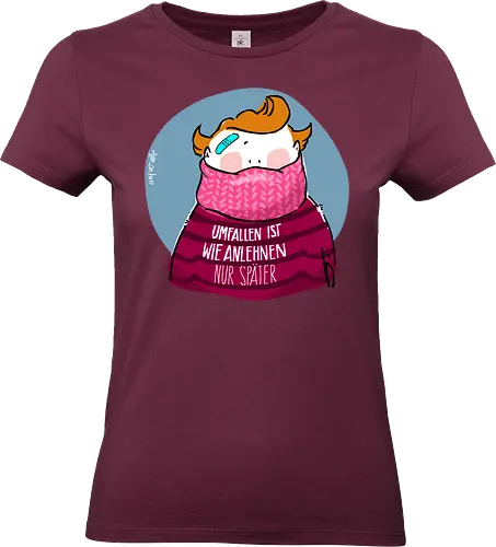 Umfallen ist wie Anlehnen... - Ringelpullisprüche, Ringeldinger, streifenweise, Spruch, Weisheit, Motivation, Ringelpulli, SprücheShirt, Cartoon Illustration, Statement, Handgezeichnet, Humor, Selbstironie, Streifenpulli, Spruchshirt, deutsch - Standard T-Shirt (Women)