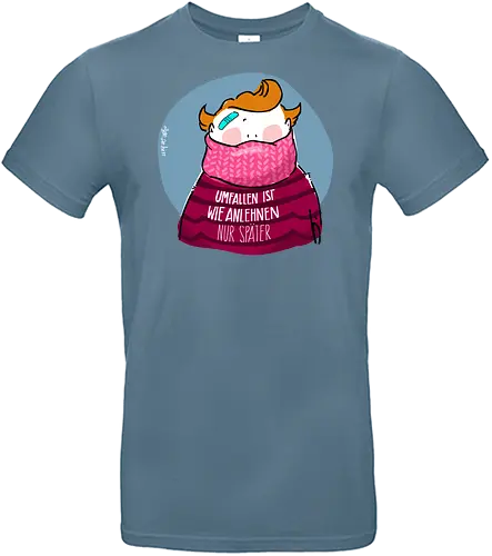 Umfallen ist wie Anlehnen... - Ringelpullisprüche, Ringeldinger, streifenweise, Spruch, Weisheit, Motivation, Ringelpulli, SprücheShirt, Cartoon Illustration, Statement, Handgezeichnet, Humor, Selbstironie, Streifenpulli, Spruchshirt, deutsch - Standard T-Shirt