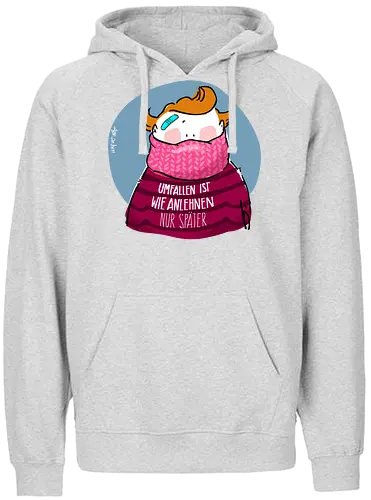 Umfallen ist wie Anlehnen... - Ringelpullisprüche, Ringeldinger, streifenweise, Spruch, Weisheit, Motivation, Ringelpulli, SprücheShirt, Cartoon Illustration, Statement, Handgezeichnet, Humor, Selbstironie, Streifenpulli, Spruchshirt, deutsch - Fairtrade Hoodie