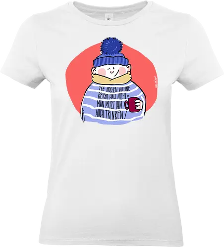 Tee kochen... - Ringelpullisprüche, Ringeldinger, streifenweise, Spruch, Weisheit, Motivation, Ringelpulli, SprücheShirt, Cartoon Illustration, Statement, Handgezeichnet, Humor, Selbstironie, Streifenpulli, Spruchshirt, deutsch - Standard T-Shirt (Women)