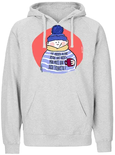 Tee kochen... - Ringelpullisprüche, Ringeldinger, streifenweise, Spruch, Weisheit, Motivation, Ringelpulli, SprücheShirt, Cartoon Illustration, Statement, Handgezeichnet, Humor, Selbstironie, Streifenpulli, Spruchshirt, deutsch - Fairtrade Hoodie