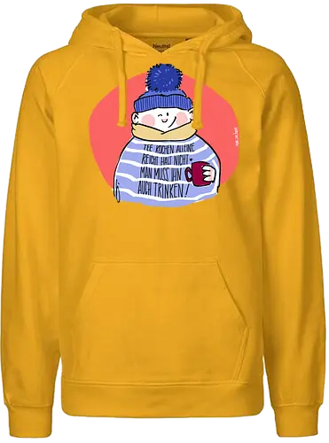Tee kochen... - Ringelpullisprüche, Ringeldinger, streifenweise, Spruch, Weisheit, Motivation, Ringelpulli, SprücheShirt, Cartoon Illustration, Statement, Handgezeichnet, Humor, Selbstironie, Streifenpulli, Spruchshirt, deutsch - Fairtrade Hoodie