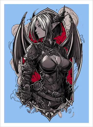 tiefling girl - dungeons, dragons, tiefling girl, warlock class, vecna, rogue class, fantasy rpg, pathfinder rpg, geek gift, larp, fantasy art, nerd girl, dungeon master, d20 dice, critical hit, critical role - Artprint